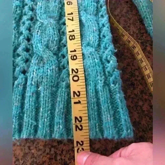 VTG New York and Company Teal? White knit Braided Sweater Women Small - Picture 5 of 10